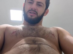 Hairy Hunk's uncut cock after cum - clean it up verbal cumplay