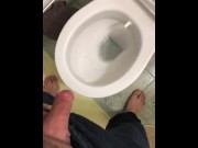 Preview 1 of Hairy man Pissing toilet cut dick big ball