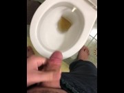 Preview 3 of Hairy man Pissing toilet cut dick big ball