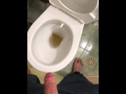 Preview 5 of Hairy man Pissing toilet cut dick big ball
