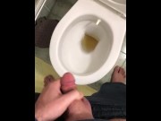 Preview 6 of Hairy man Pissing toilet cut dick big ball