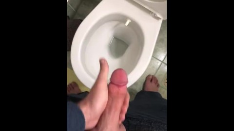 Hairy man Pissing toilet cut dick big ball 