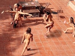 Couple Playing and Fucking in the Courtyard