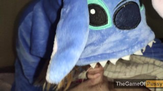 In Stitch's Pajamas Sucked My Dick And Sat On It Close Up 4K 4K