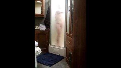 Step dad left bathroom door open