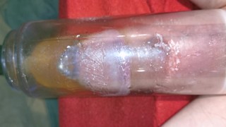 While Masturbating With My Penis Pump I Piss In The Condom And Cum In It