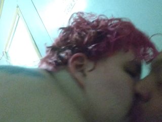 Short Pink Haired BBW Sucks Cock of AmputeeThen Squirts All OverThe Place