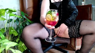 Russian milf and her natural cocktail