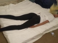 Just a Doll laying there in size 0 yoga pants