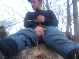 OUTDOORS: Big Dick Country Boy Fishing and Blowing a Big Load One_The River_Bank