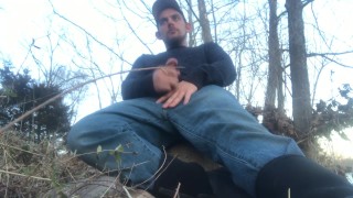 OUTDOORS Big Dick Country Boy Fishing And Blowing A Big Load One The River Bank