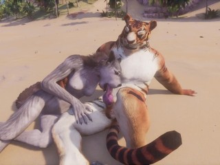 Vie Sauvage / Furry Wolf Fille Avec un Tigre à Fourrure