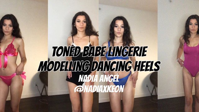 Toned Babe Nadia Angel Lingerie Modelling Dancing Heels