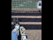 Preview 4 of BBW milf gives Public foot tease by the ocean