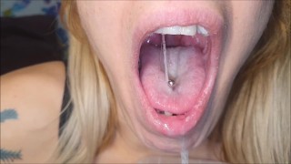 Gagging, spit and long tongue