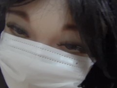 Japanese amateur boy, cumshot on big boobs love doll wearing sexy band!