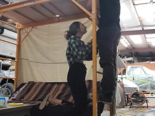 Dad in the background while friend_sucks mycock!