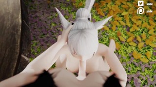 Miqo'te Catgirl Futa POV Blowjob With Cumshot Finish And Sound In Final Fantasy XIV