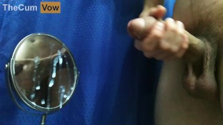 Cumshot in Mirror - Massive Thick Load