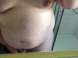 Obese 21 Year old Masturbates in the Shower and Cums Hard on the Hand