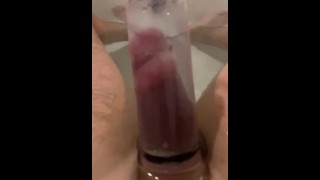 Penis pump in the tub