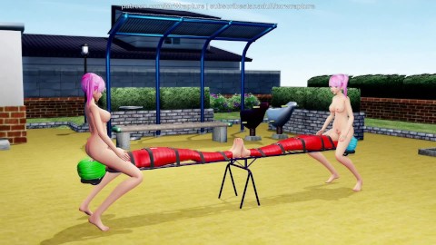 Vamos brincar na gangorra (sexo Yuri bondage) - 3D MMD