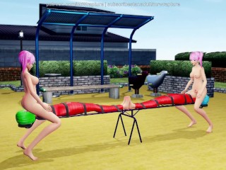 Jouons à La Scie à Scie (Yuri Sexe Bondage) - 3D MMD