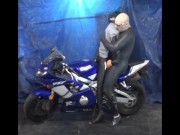 Preview 2 of having some fun sitting on the motorcycle with dummy