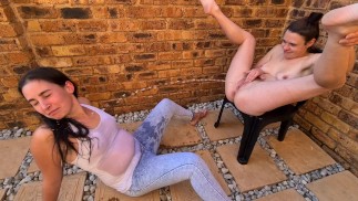 Getting my clothes soaked in piss by a petite slut | self jean piss | posing and undressing