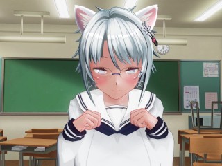 3D HENTAI YURI Neko Schoolgirls Lick Pussies after School