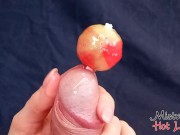 Preview 2 of Amateur femdom blowjob and sounding with lollypop, multiple ruined orgasm, cum play