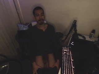 Skinny Gamer Pulls out his Uncut Cock Waiting for a Game @dupIicitys