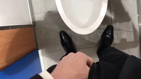 Japanese man taking a video of pee in a public toilet before going to work [# 78]