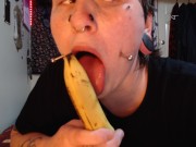 Preview 2 of watch me deep throat a banana