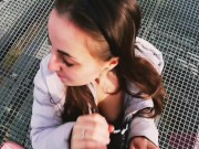 Preview 2 of Romantic Public Blowjob From My Beautiful Step-Sister