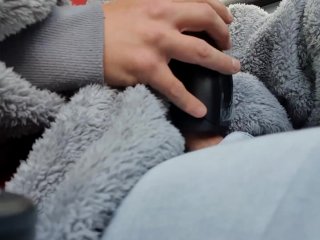 public toy, testing new toy, solo male, blowjob