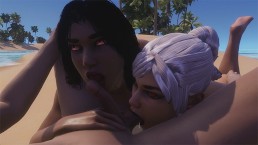 海滩上的授精曲线美人| 3D Porn野生动物