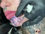 Preview 3 of Australian bombshell Amber Luke gets a new chin tattoo