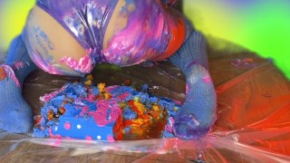 Sploshing Cake Sitting Farting And Food Play Celebration Of 2 000 Followers