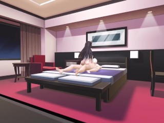 Thicc Horned Anime Girl with Black Hair Gets Anal