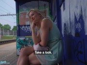 Preview 3 of Public Agent Big Tits Blonde Lily Joy Fucked Behind Train Station