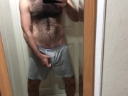 Preview 6 of hairy man magnify cock in front of the mirror