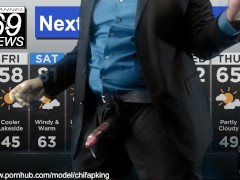 Channel69 News - Black Chubby Weather Man Jacks Slippery Cock Busts Fat Nut