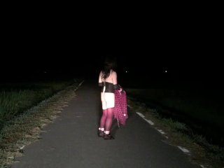 夜の田舎道でちょっとだけ露出