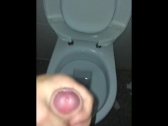 Cumshots in restaurant bathroom 