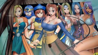 In The End Dragon Quest Cums On Jessica's Enormous Tits After Pushing His Cock Against Seven Stunning Girls
