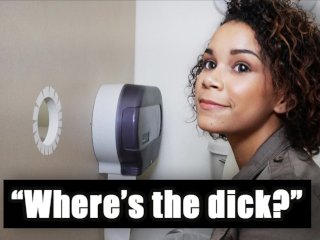 BANGBROS - Cute Black Girl Sucking Big Dick Through Restroom Glory Hole