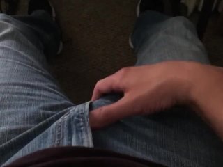 Jerking in jeans, sneakers, socks and underwear 