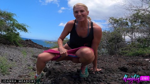 Pit Stops - Pissing on my Maui hike - Pissing MILF Joanna Meadows - NaughtyJoJo