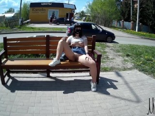 Exhibitionist Wife Outdoor Bench, Risky, very Public
